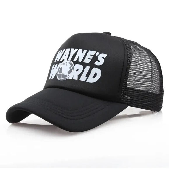 Wayne’s World Mesh Hat Snapback Black Trucker Hats SNL Mike Myers ShaaaWing New - Picture 1 of 1